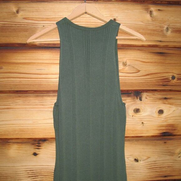 NWT  L’agence Green Ribbed Tank Midi Dress - Picture 6 of 8